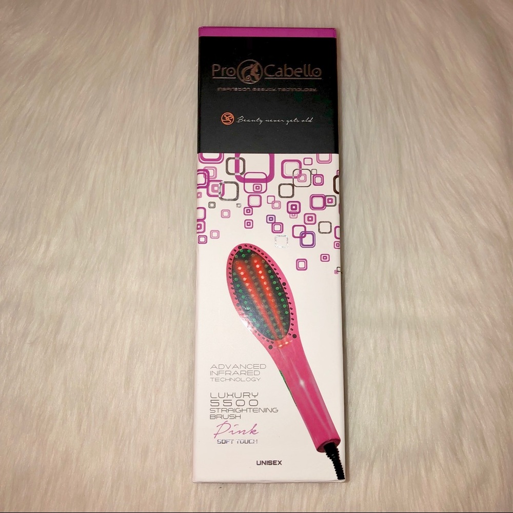 NIB Pro Cabello Lux 5500 Straightening Brush-Pink
